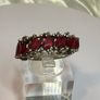 Beautiful vintage silver ring with natural rubies and diamonds. Image 5