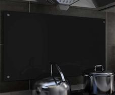 Kitchen Backsplash Black 90x50 cm Tempered Glass