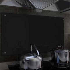 Kitchen Backsplash Black 90x50 cm Tempered Glass