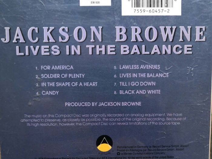 Jackson Browne  - Lives In The Balance CD