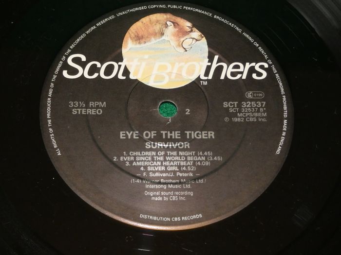 Survivor Eye Of The Tiger 1982 Uk Pressing Lp