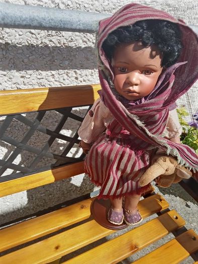 Beautiful Porcelain Doll with Soft Toy Elephant