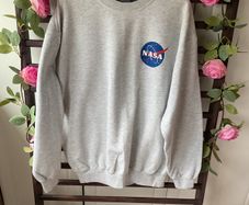 sweatshirt topman nasa logo back grey sweatshirt medium