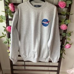 sweatshirt topman nasa logo back grey sweatshirt medium