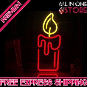 Candle Flame Neon Sign Red Yellow LED Neon Sign USB Decorative Wall Candle Neon Light Art Wall Night Lamp for Home Bedroom Halloween Christmas Decor Signboard Gift (FREE POSTAGE)