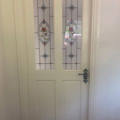 half glass door rose flower pattern.