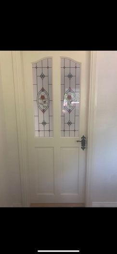 half glass door rose flower pattern.