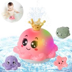 Baby Bath Toys, Octopus LED Automatic Spray Water Light Up Bath Tub Swimming Pool Toys Gifts for Toddlers 0-6 Months Kids