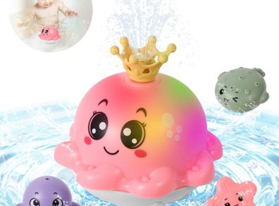 Baby Bath Toys, Octopus LED Automatic Spray Water Light Up Bath Tub Swimming Pool Toys Gifts for Toddlers 0-6 Months Kids