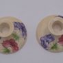 Pair Vintage Candle Holders, E. Radford, Hand Painted Anemone Flowers Image 2