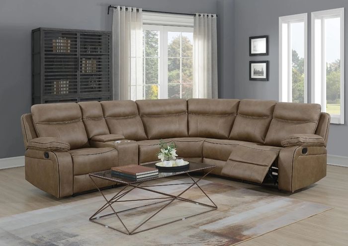 Kingsley Recliner Corner Sofa in Tan fabric