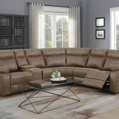Kingsley Recliner Corner Sofa in Tan fabric