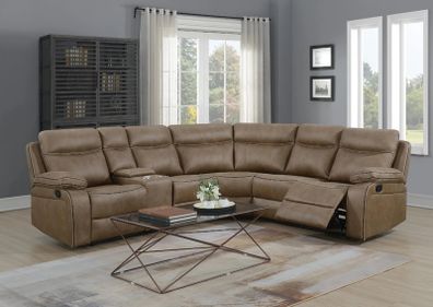 Kingsley Recliner Corner Sofa in Tan fabric
