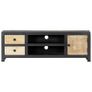 Hand Carved TV Cabinet Grey 120x30x40 cm Solid Mango Wood Image 6