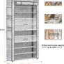 10 Tier Shoe Rack Cabinet with Dustproof Cover, Large Capacity Shoe Stand Metal Frame, Shoe Racks Storage Space Saver for 50-56 Pairs Shoes, Shoe Shelves for Inside Wardrobe, Living Room,Hallway Image 3