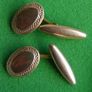 Antique Cufflinks engraved design, antique. Oval fronts  gilt,  c1900. Image 3
