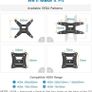 TV Wall Bracket for 13-43 inch TVs, Swivels Tilts TV mount for Flat & Curved TV, VESA 75x75mm to 200x200mm up to 20kg (FREE POSTAGE) Image 2