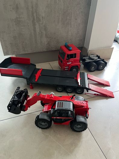 BRUDER low loader truck trailer AND telehandler