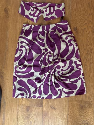 Hoss Intropia purple patterned pencil skirt with matching belt size 8