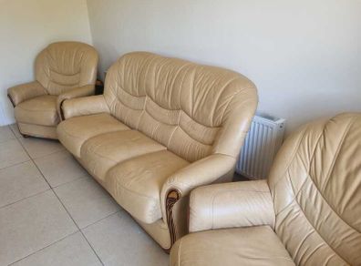 Leather 3 leather Mustard\Yellow piece Sofa