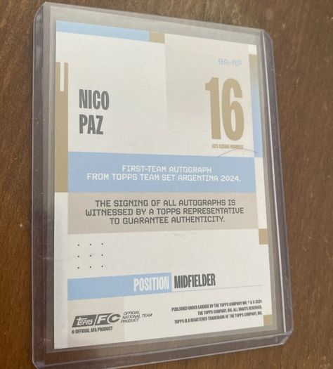 Nico Paz Topps Autograph