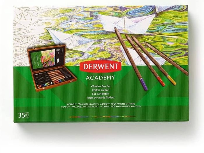 Wooden Gift Box, Complete 35 Piece Art Set with Colouring Pencils, Pastels & Accessories, Ideal Collection for Drawing, Sketching & Crafts, Premium Hobbyist Quality Kit (FREE POSTAGE)