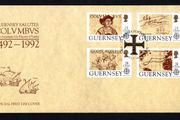 1992 Guernsey Europa 500th Anniversary of Discovery of America by Columbus Commemorative Stamps Official First Day Cover (FDC)