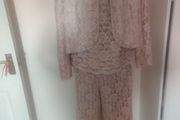 Michel Ambers 3 piece lace beige suit size UK16 EU44 Perfect condition Postage included