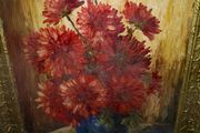 Large antique oil painting in heavy frame