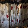 Floral Eyelet Curtains. Red, Grey & Black. 2 Matching Pairs Image 6