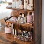 _Dressing table with mirror, modern dressing table with 2 drawers and open shelves, rectangular cosmetic table, dressing table, for make-up, bedroom, vintage brown Image 3