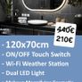 LED Bathroom Mirror 120x80cm Makeup Zoom Image 2