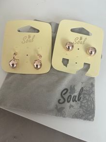 2 Pairs Rose Gold Earrings