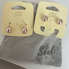2 Pairs Rose Gold Earrings