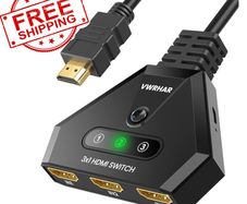 NEW SALE | Switch 4K, 3-Port HDMI Switch Splitter with High-Speed HDMI Cable, HDMI Switch 3 In 1 Out Supports 4K 3D 1080P UHD HDCP 2.2