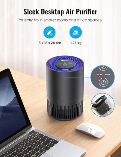 Air Purifier for Home, Quiet Air Cleaner with True HEPA Filter with 4 Speeds and Sleep Mode, Night Light, Odors Dust Mold for Allergens Smokers Pollen Pet Hair