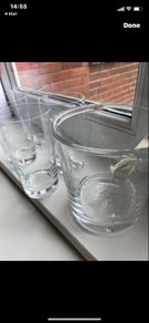 Etched Glasses & Ice Bucket Set
