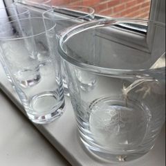 Etched Glasses & Ice Bucket Set