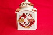 Mason's Ironstone  , Brown Velvet Square Lidded Canister , Ginger Jar    Vintage