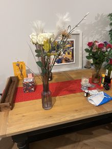 artificial flowers + vase