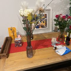 artificial flowers + vase