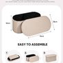 Folding Ottoman Storage Bench,Boucle Footstool Oval, End of Bed Stool, Ideal for Living Room, Bedroom,76x38x38cm,Beige Image 3