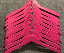 Set Of 10 Pink Wooden Dress Hangers!