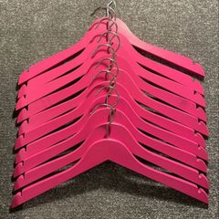 Set Of 10 Pink Wooden Dress Hangers!