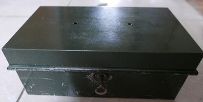 Vintage Small Tin Cash Box , English with a key