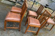 Arts and Crafts Style Solid Wooden Chairs x6