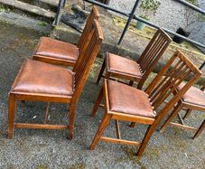 Arts and Crafts Style Solid Wooden Chairs x6