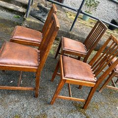 Arts and Crafts Style Solid Wooden Chairs x6