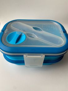 Double Decker - Blue Lunch box - Cutlery - Sauce container