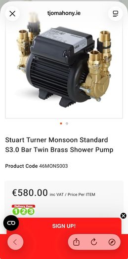 Stuart Turner Monsoon Shower pump (new)